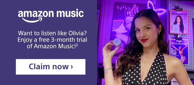amazon music | Want to listen like Olivia? Enjoy a free 3-month trial of Amazon Music!² | Claim now