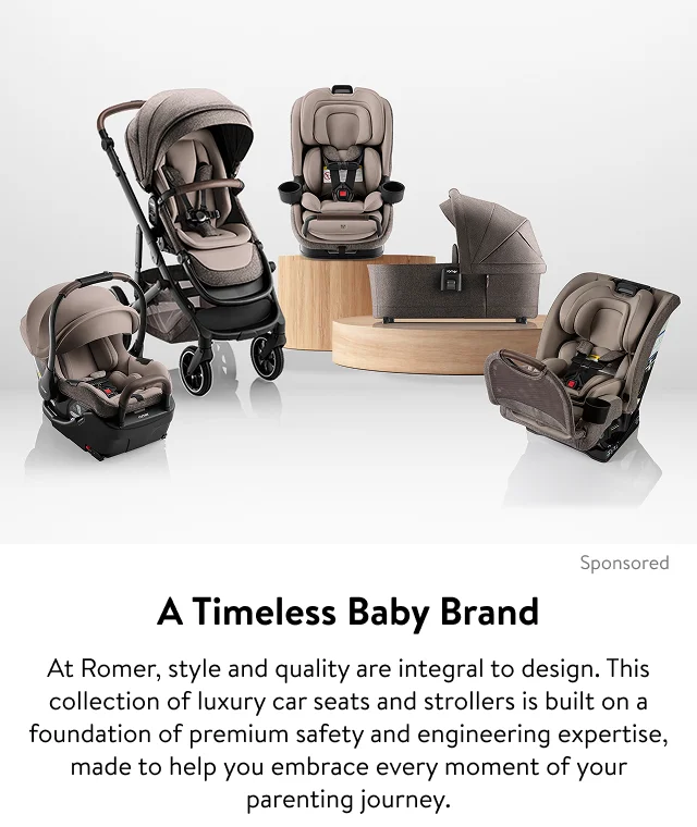Romer car seats and strollers.