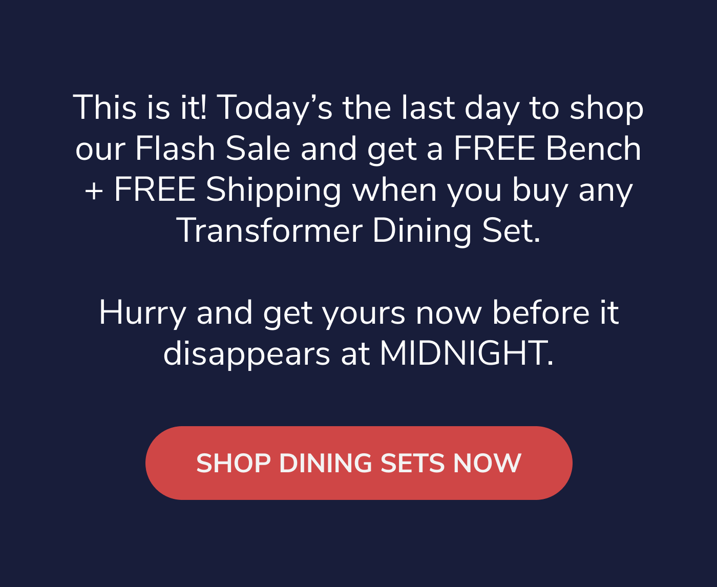 Free Bench + Free Shipping Ends Tonight!