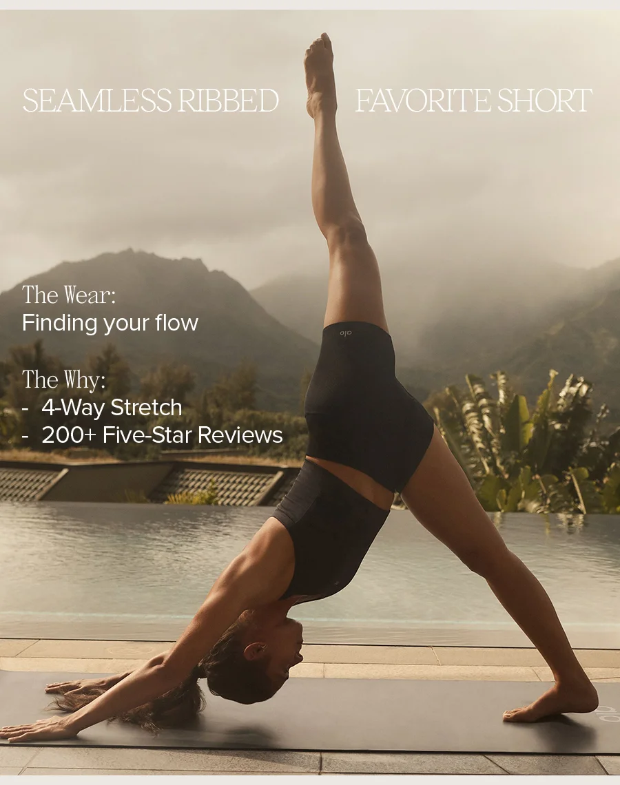 SEAMLESS RIBBED FAVORITE SHORT The Wear: Finding your flow. The Way: 4 way stretch. 200+ Five-Star Reviews