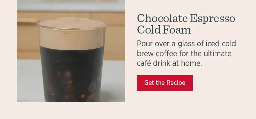 Chocolate Espresso Cold Foam - pour over a glass of iced cold brew coffee for the ultimate cafe drink at home.