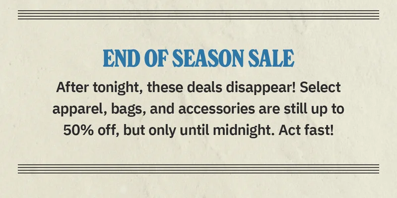Shop End of Season Sale