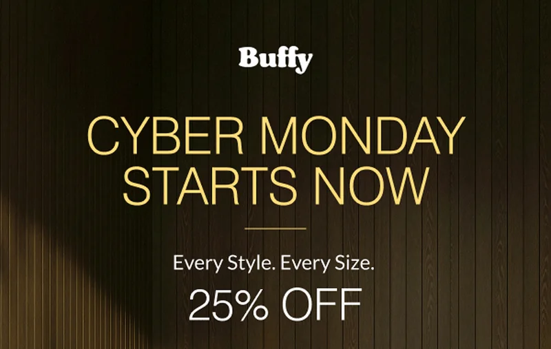 Cyber Monday event featuring Buffy’s cooling bedding designed for lasting comfort.