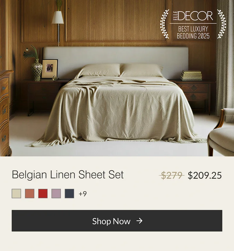 Buffy Belgian Linen Sheet Set, luxury linen bedding designed for breathable comfort.
