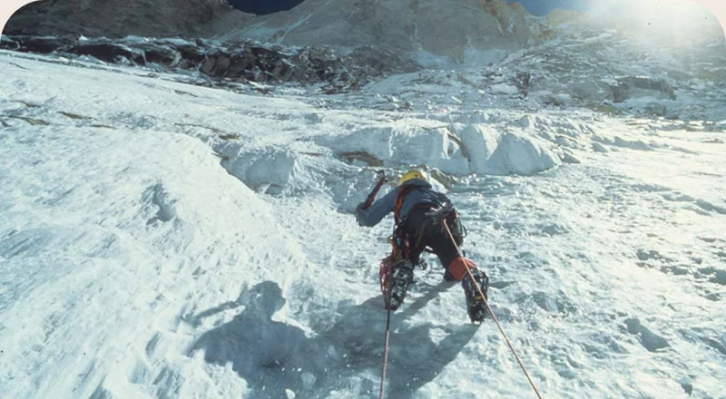 A person climbing on ice.