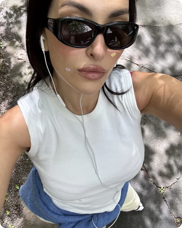 Yumi Nu wears spotwear jelly bean