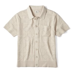 Textured Button-Up Sweater Polo