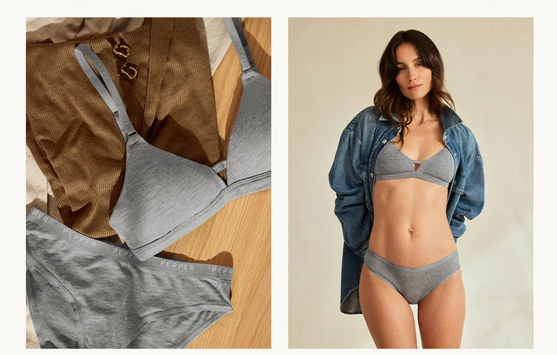 Supima Cotton Wirefree Bra - Heather Grey