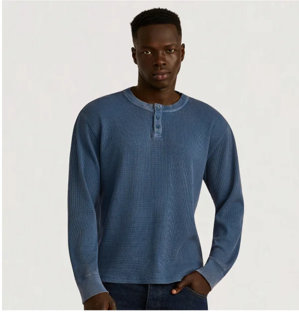 Waffle Henley Long Sleeve