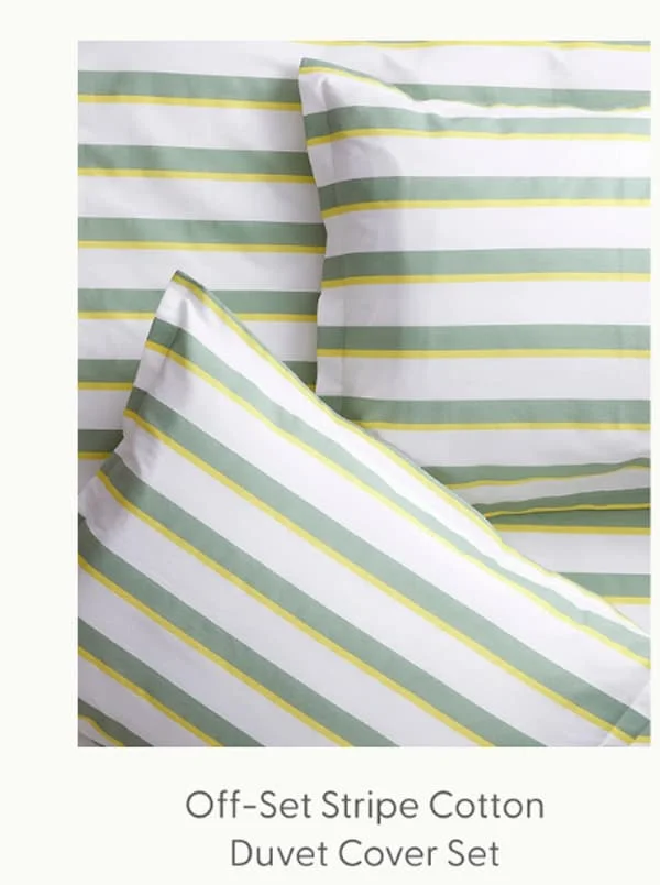 Off-Set Stripe Brushed Cotton Duvet Cover Set
