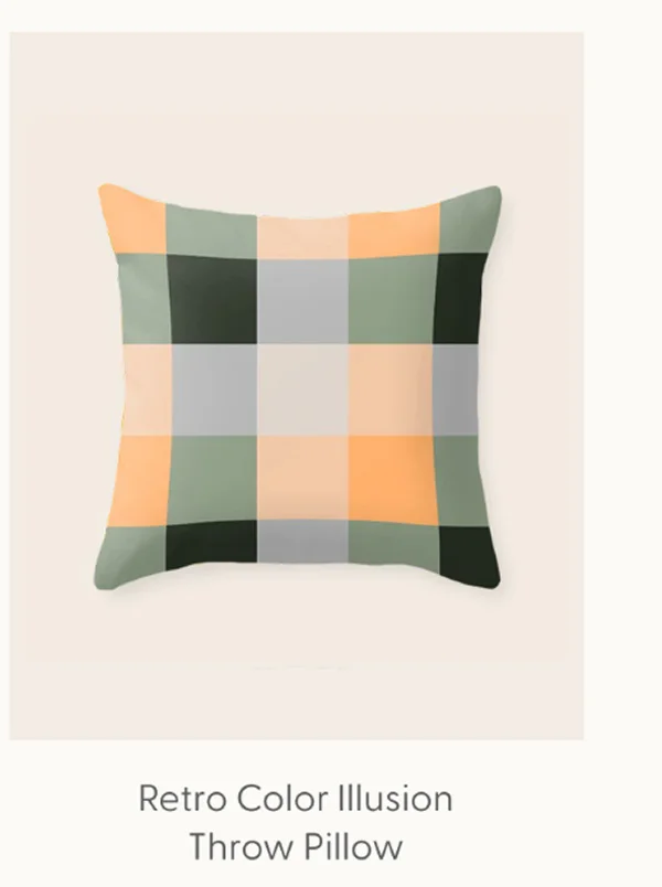 retro color illusion Throw Pillow