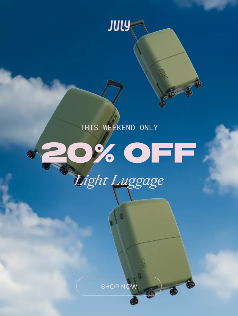 This Weekend Only 20% Off Light Luggage