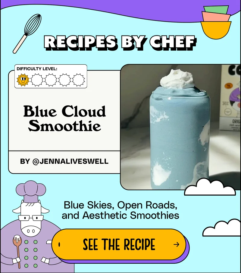 Recipes by chef. Blue Cloud Smoothie by @jennaliveswell