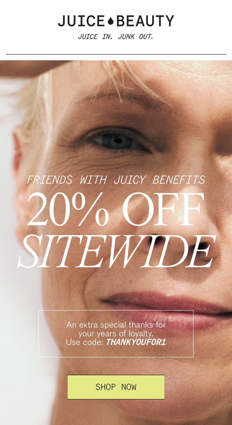 Friends with Juicy Benefits: 20% Off Sitewide with code discount code