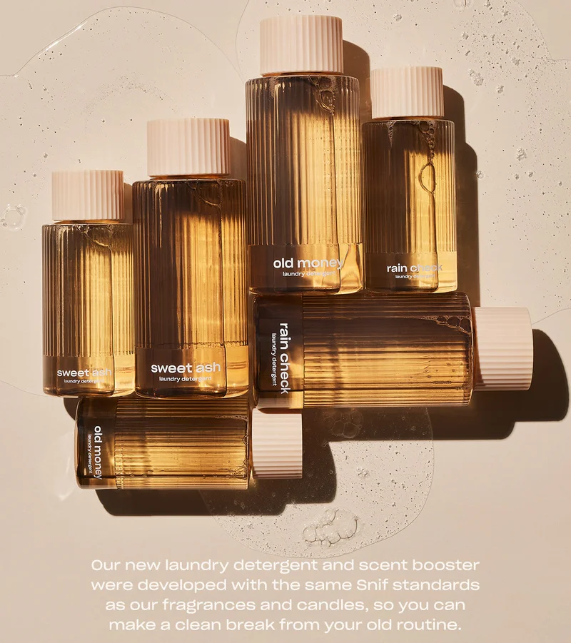Our new laundry detergent and scent booster were developed with the same Snif standards as our fragrances and candles, so you can make a clean break from your old routine.