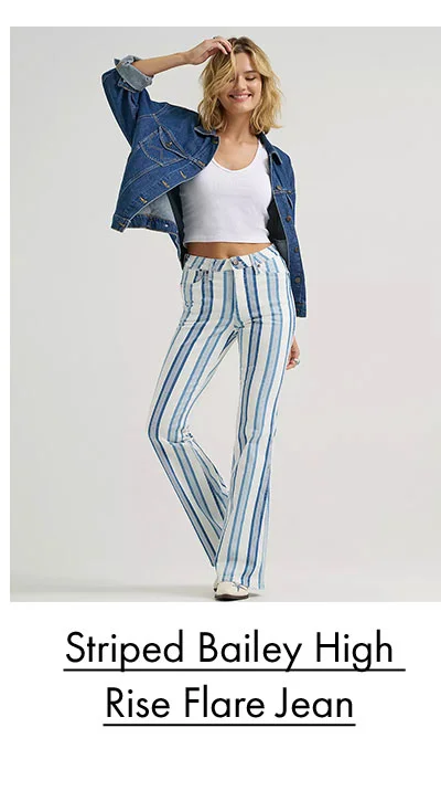 Striped bailey high rise flare jean