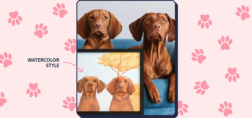 Watercolor Two Pet Portrait