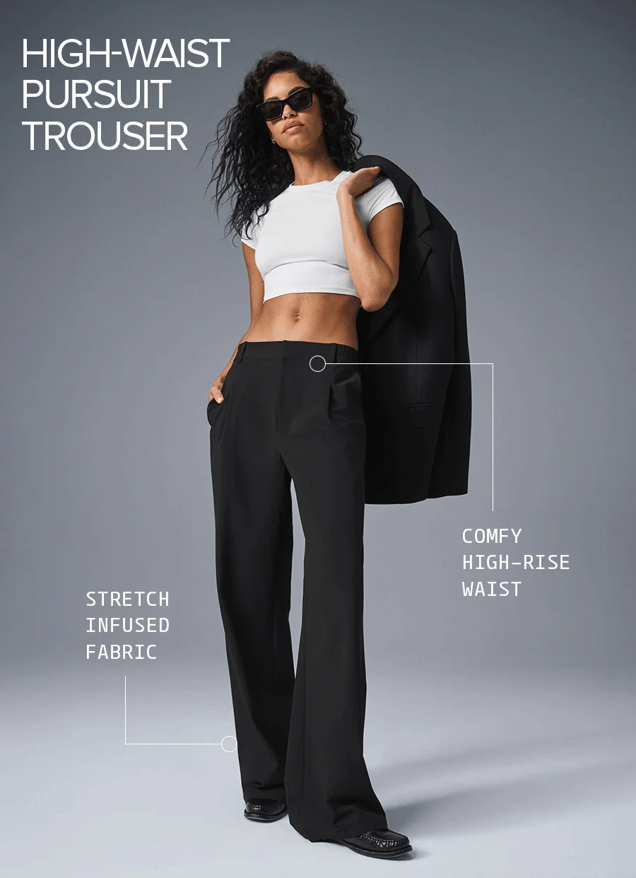 High-Waist Pursuit Trouser. Stretch Infused Fabric. Comfy High-Raise