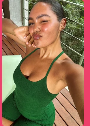 Spacedye Slim Racerback Cropped Tank in Summer Thyme Green Heather
