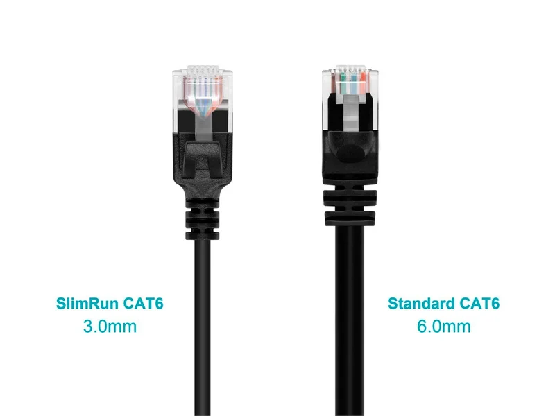 SlimRun Cat6 3.00mm vs. Standard Cat6 6.00mm