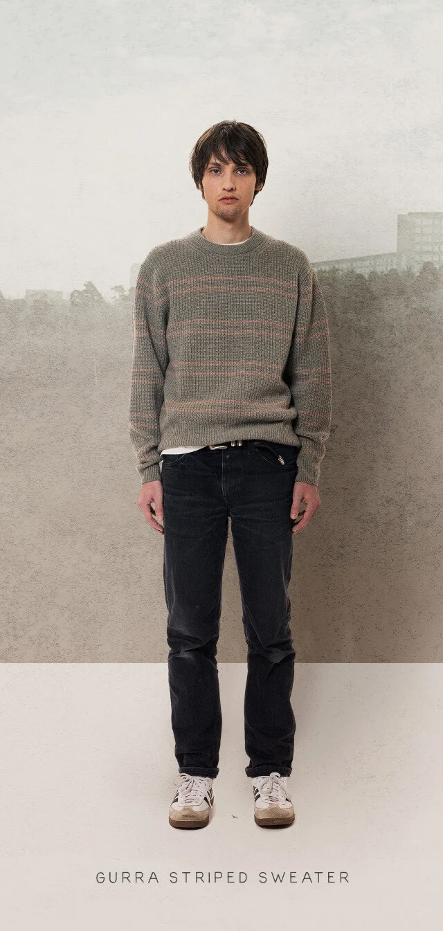 Gurra Striped Sweater Green Melange