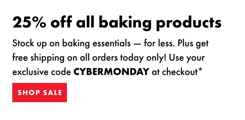 25% off all cooking and baking products