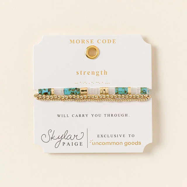 Strength Morse Code Bracelet Stack