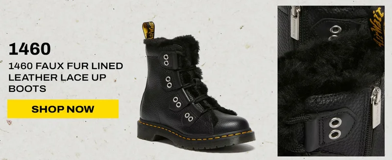1460 Faux Fur Lined Leather Lace Up Boots