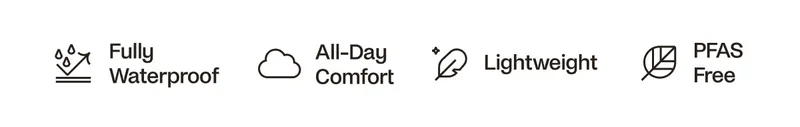 Fully Waterproof. All-Day Comfort. Lightweight. PFAS Free.