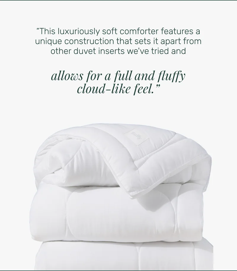 “This luxuriously soft comforter allows for&nbsp;a full and fluffy cloud-like feel.”&nbsp;features a unique construction that sets it apart from other duvet inserts we've tried and