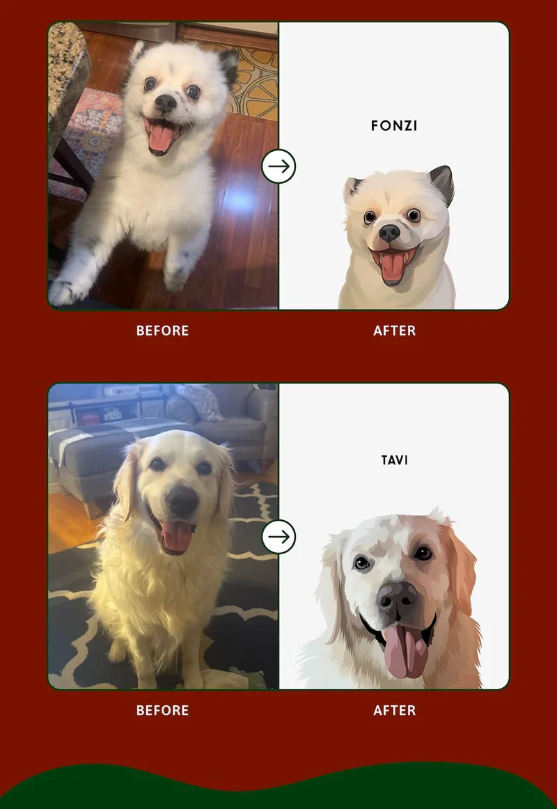 Before > after images of Modern Pet Portraits