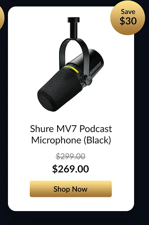 Shure MV7 Podcast Microphone (Black)