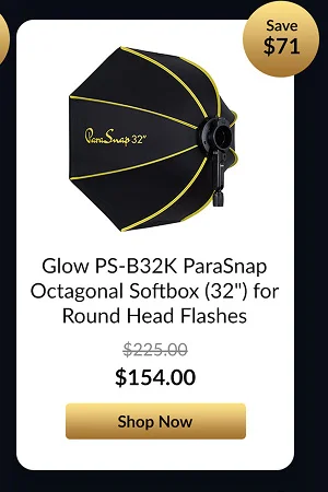 Glow PS-B32K ParaSnap Octagonal Softbox (32inches) for Round Head Flashes