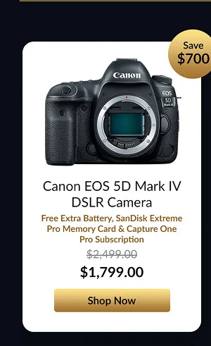 Canon EOS 5D Mark IV DSLR Camera  Free Extra Battery, SanDisk Extreme Pro Memory Card & Capture One Pro Subscription