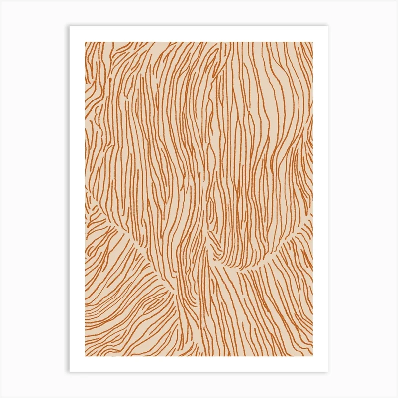 Image of Abstract Lines In Terracotta Art Print