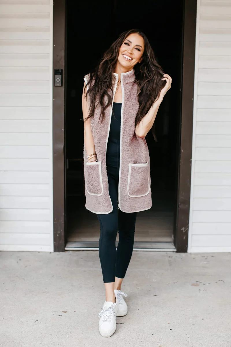 Image of Bundle Up Teddy Vest in Bristowe Brown