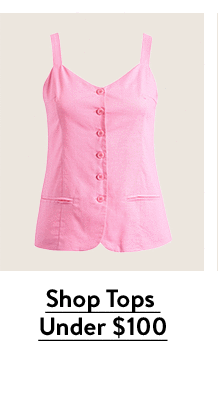 A pink sleeveless button-up top