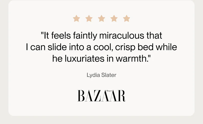 "It feels faintly miraculous that I can slide into a cool, crisp bed while he luxuriates in warmth."