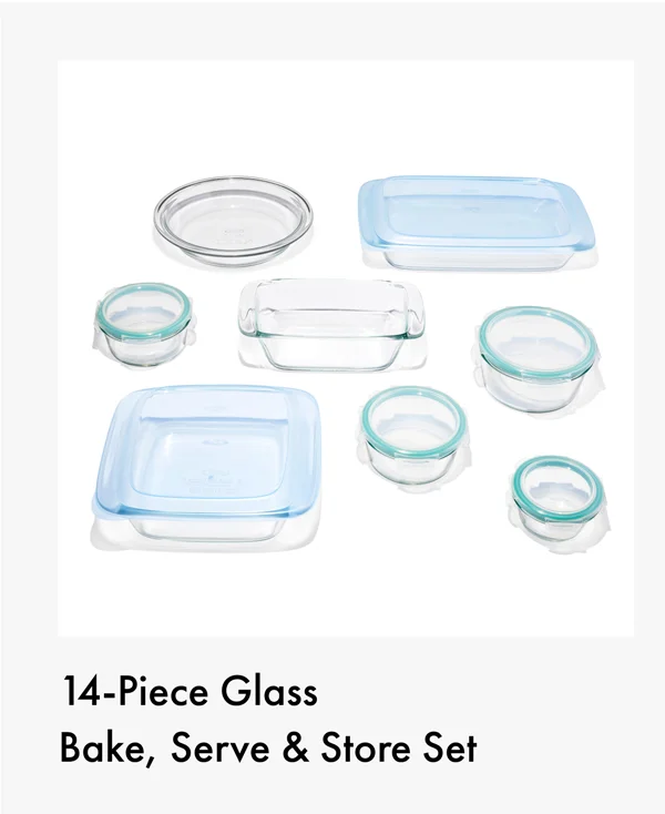 14-Piece Glass Bask, Serve & Stone Set
