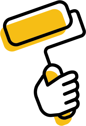 Hand holding paint roller icon