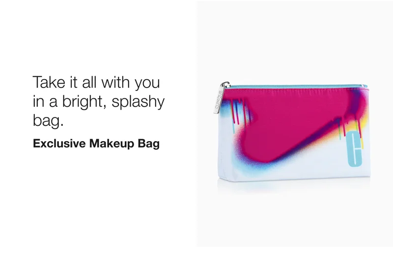 Take it all with you in a bright, splashy bag. Exclusive Makeup Bag