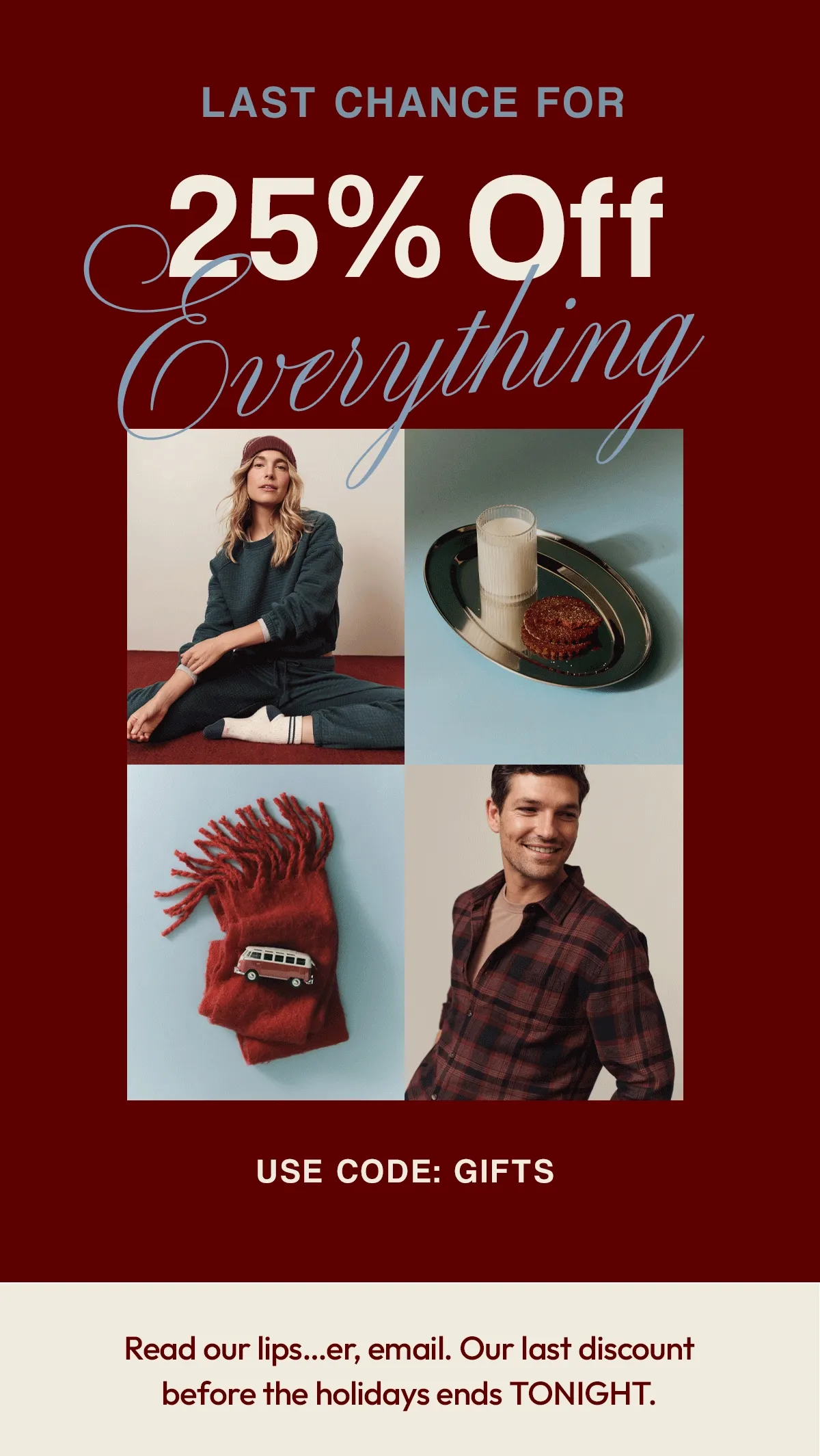 Our FINAL holiday sale ends tonight