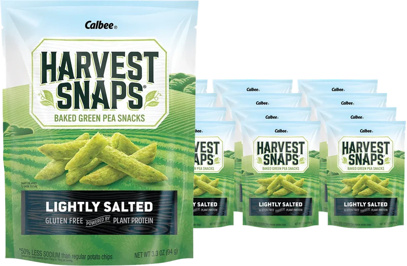 Image of Harvest Snaps Lightly Salted Green Pea Snack Crisps (12 Pack)