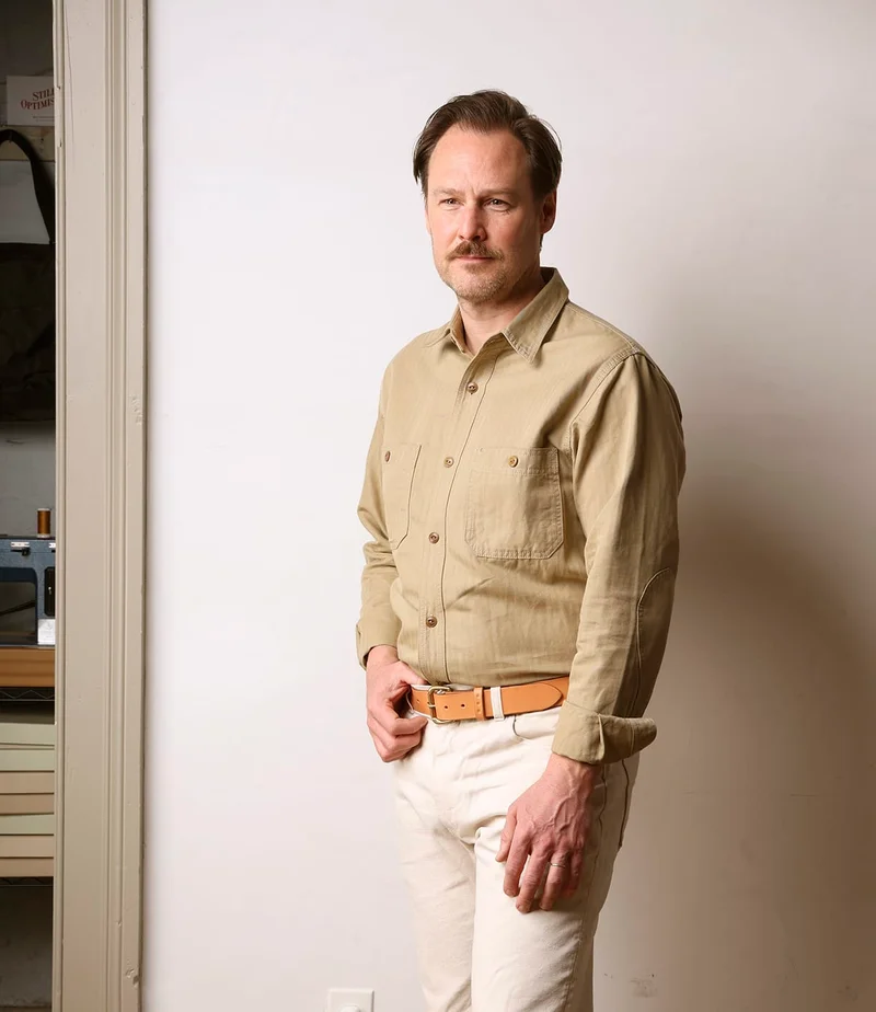 Image of Cotton-Linen Workshirt Tan