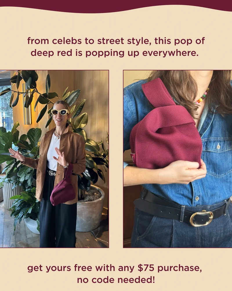 from celebs to street style, this pop of deep red is popping up everywhere.   get yours free with any $75 purchase, no code needed!