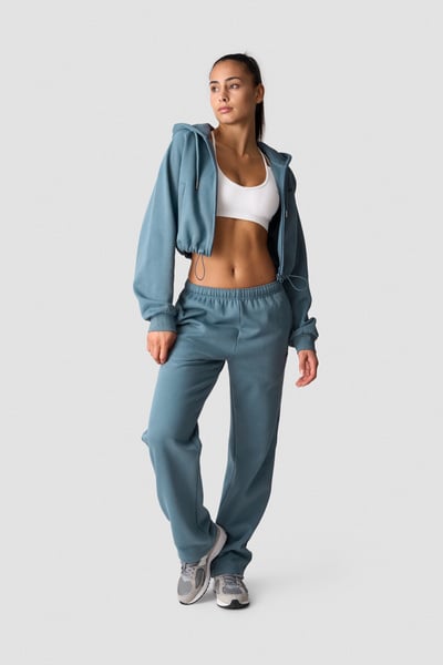 Image of Everyday Cropped Hoodie Zip Wmn Steel Blue