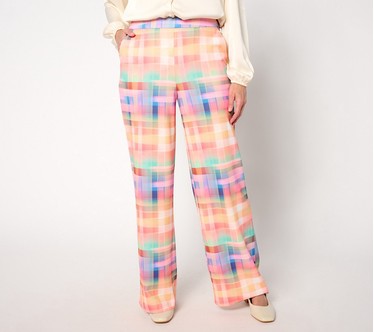 Isaac Mizrahi Live! Tall Printed Scuba Crepe Wide Leg Pants
