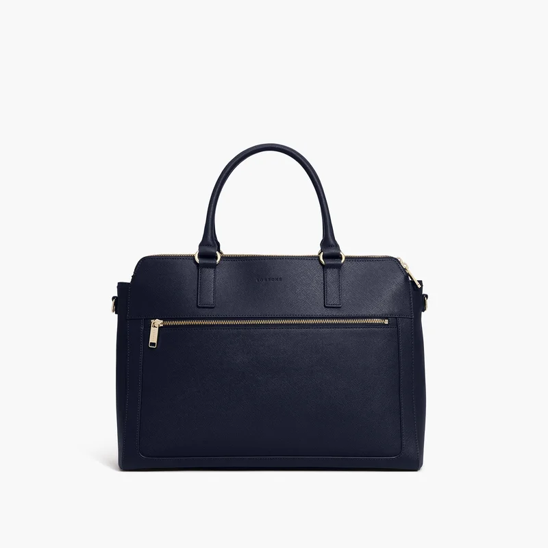Image of Trinity - Recycled Saffiano Leather - Deep Navy / Gold / Camel