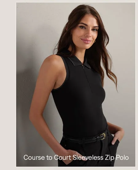 Course to Court Sleeveless Zip Polo