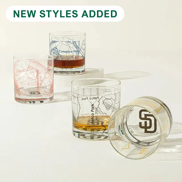 MLB Ballpark Map Glasses - Set of 2